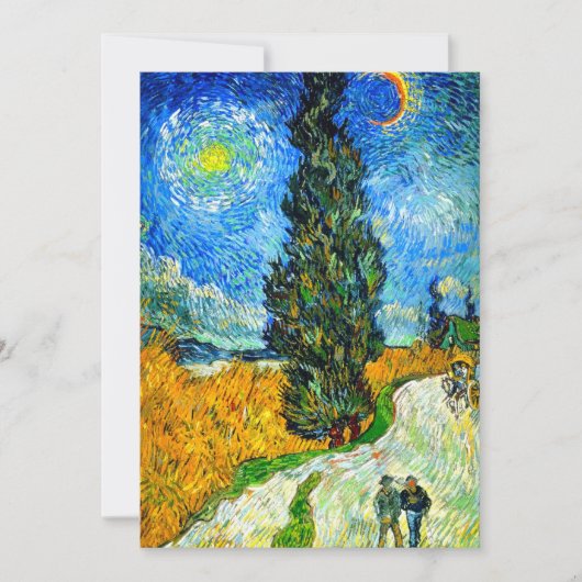 Van Gogh Road mit Cypress und Star Save The Date (Vorderseite)