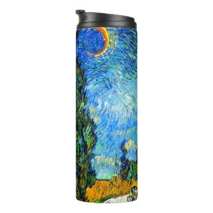 Van Gogh Road mit Cypress und Star Thermosbecher