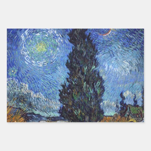 Van Gogh Road mit Cypressionismus Geschenkpapier Set (Vorderseite)