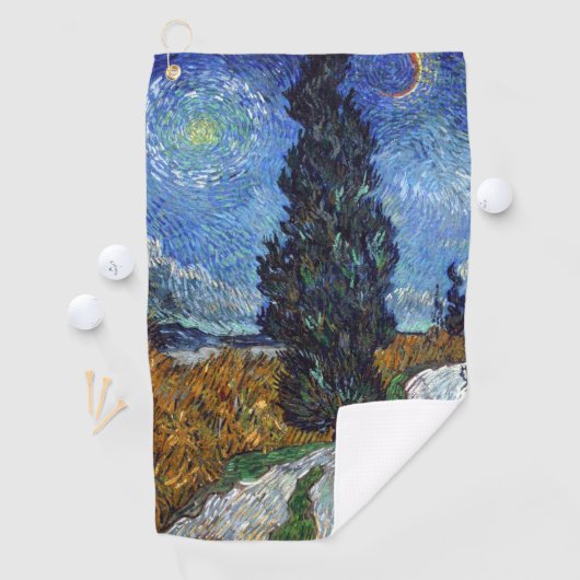 Van Gogh Road mit Cypressionismus Golfhandtuch (Insitu)