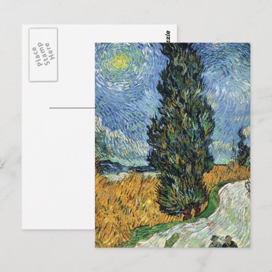 Van Gogh Road mit Cypressionismus Postkarte (Vorne/Hinten)