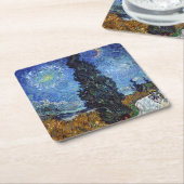 Van Gogh Road mit Cypressionismus Rechteckiger Pappuntersetzer (angewinkelt)