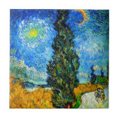 Van Gogh Road with Cypress and Star Fliese (Vorderseite)
