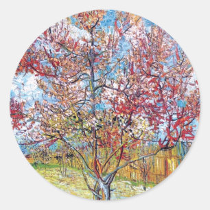 Van Gogh - Rosa Pfirsichbäume Runder Aufkleber