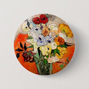 Van Gogh Rose und Anemones Button