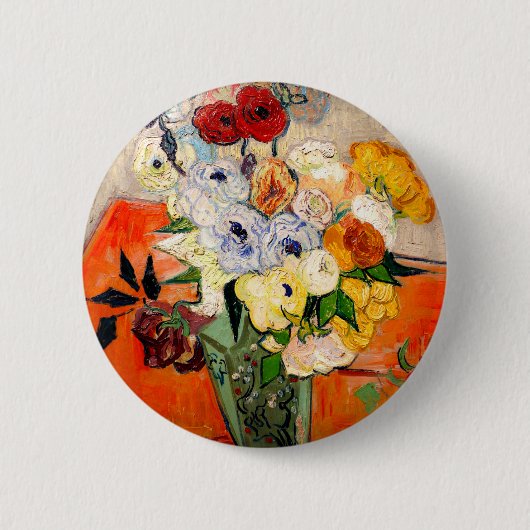 Van Gogh Rose und Anemones Button (Vorderseite)