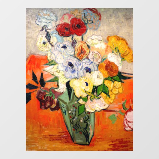Van Gogh Rose und Anemones Fensteraufkleber (Blatt)