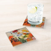 Van Gogh Rose und Anemones Glasuntersetzer (Schrägansicht)