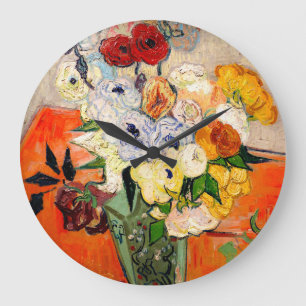 Van Gogh Rose und Anemones Große Wanduhr