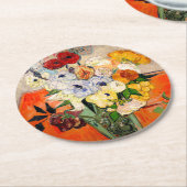 Van Gogh Rose und Anemones Runder Pappuntersetzer (Angewinkelt)