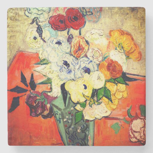 Van Gogh Rose und Anemones Steinuntersetzer (Vorderseite)
