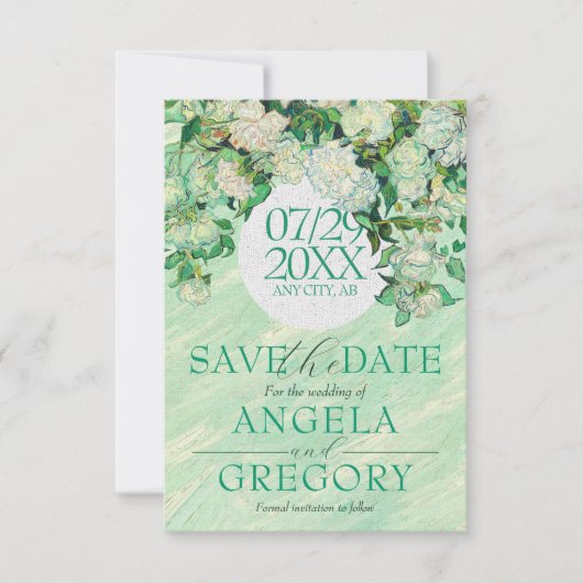 Van Gogh Roses Save The Wedding Date Invitation Einladung (Vorderseite)