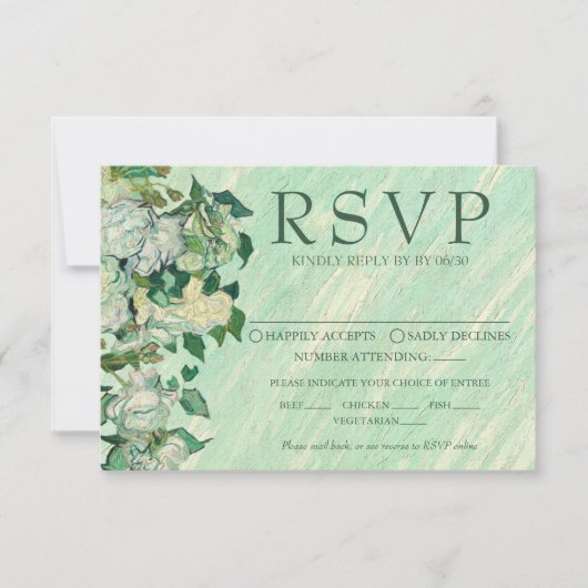 Van Gogh Roses Wedding Response Card RSVP Karte (Vorderseite)