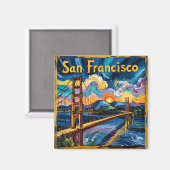 Van Gogh San Francisco Golden Gate Bridge Travel Magnet (Vorderseite/Rückseite)