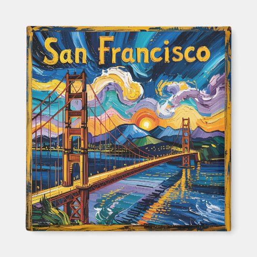 Van Gogh San Francisco Golden Gate Bridge Travel Magnet (Vorne)