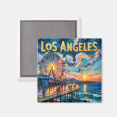 Van Gogh Santa Monica Pier Los Angeles Kalifornien Magnet (Vorderseite/Rückseite)