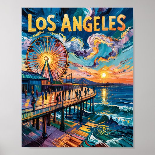 Van Gogh Santa Monica Pier Los Angeles Kalifornien Poster (Vorne)