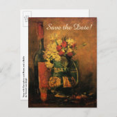 Van Gogh Save the Date mit Blume und Wein! Ankündigungspostkarte (Vorne/Hinten)