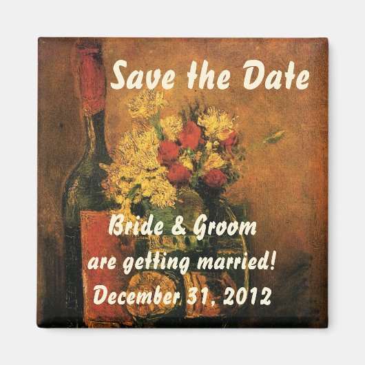 Van Gogh Save the Date mit Blume und Wein! Magnet (Vorne)