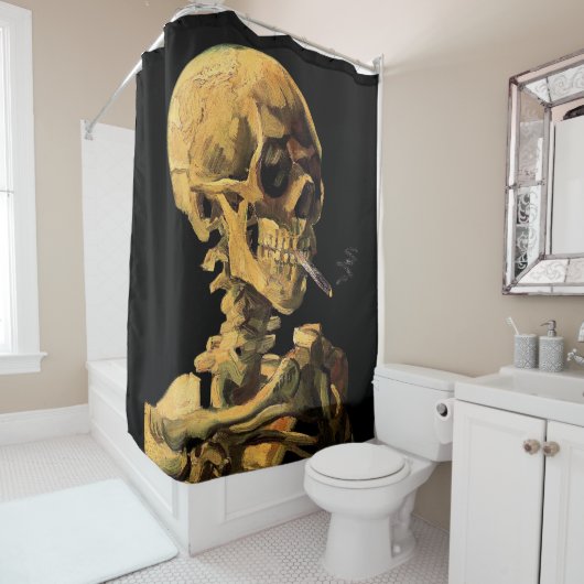 Van Gogh - Schädel mit brennender Zigarette Duschvorhang (Beispiel)