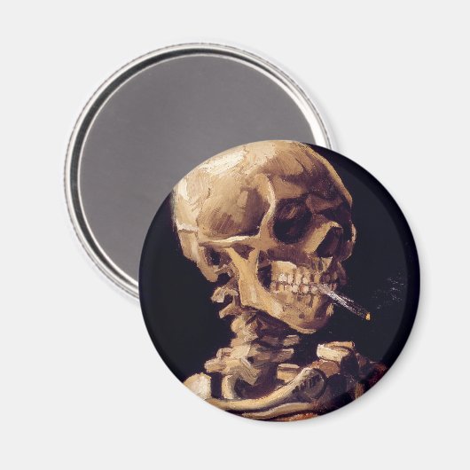 van gogh - Schädel mit brennender Zigarette Magnet (Vorderseite/Rückseite)