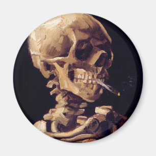 Van Gogh - Schädel mit einer brennenden Zigarette Magnet