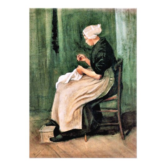 Van Gogh. Scheveninger Frau beim Nähen, Fotodruck (Vorne)