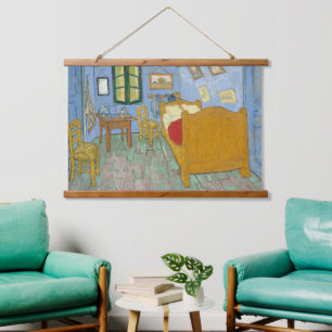 Van Gogh Schlafzimmer in Arles - Klassisches Gelb Wandteppich Mit Holzrahmen