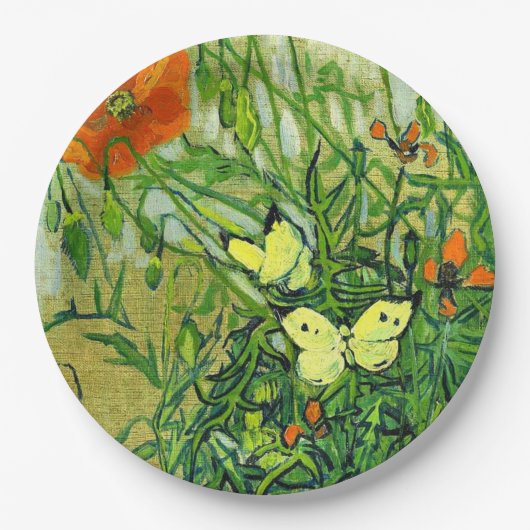 Van Gogh - Schmetterlinge und Mohn Pappteller (Vorderseite)