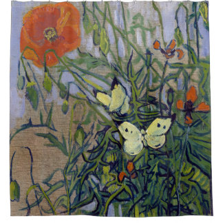 Van Gogh Schmetterlinge und Pupien, Blütenschmette Duschvorhang