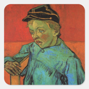 Van Gogh, Schüler (Camille Roulin), Vintage Art Quadratischer Aufkleber