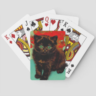 Van Gogh Schwarze Katze Rote Blumen Spielkarten