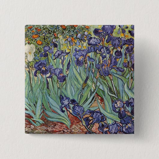 Van Gogh Schwertlilien Impressionistisches Gemälde Button (Vorderseite)