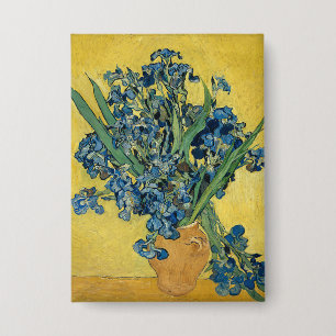 Van Gogh Schwertlilien - Kühne blaue und gelbe Kun Button