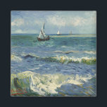 Van Gogh Seascape bei Saintes Maries de la Mer Magnet<br><div class="desc">Seascape in Saintes Maries de la Mer von Vincent van Gogh ist ein Vintages nautisches Post-Impressionismus-Gemälde mit Segelbooten auf dem Ozean mit sanften Wellen. Über den Künstler: Vincent Willem van Gogh war ein postimpressionistischer Maler,  dessen Werk durch seine raue Schönheit,  emotionale Ehrlichkeit und seine kühne Farbe besonders bemerkenswert war.</div>