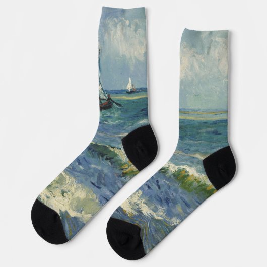 Van Gogh Seascape bei Saintes Maries de la Mer Socken (Linkes Detail)