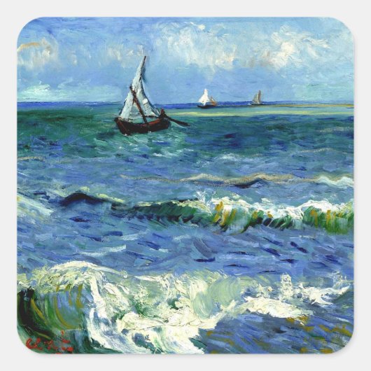 Van Gogh - Seascape Quadratischer Aufkleber (Vorderseite)