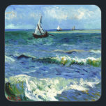 Van Gogh - Seascape Quadratischer Aufkleber<br><div class="desc">Vincent van Gogh's berühmtes Gemälde,  Seascape</div>