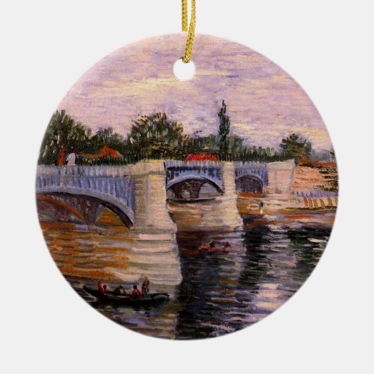 Van Gogh Seine Fluss mit Pont del Grande Jette Keramik Ornament (Vorne)