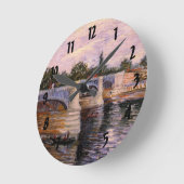 Van Gogh Seine Fluss mit Pont del Grande Jette Runde Wanduhr (Winkel)
