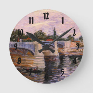 Van Gogh Seine Fluss mit Pont del Grande Jette Runde Wanduhr