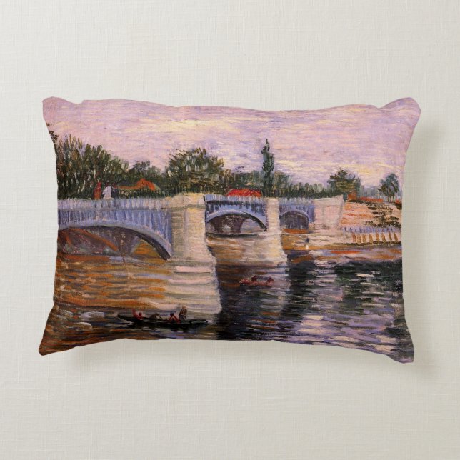 Van Gogh Seine Fluss mit Pont del Grande Jette Zierkissen (Rückseite)