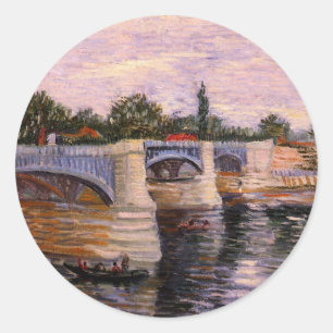Van Gogh Seine mit Pont del Grande Jette Runder Aufkleber