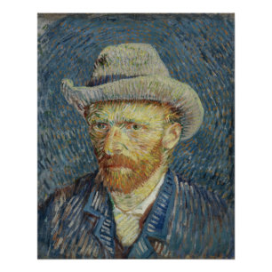 Van Gogh selbst-Portrait mit Glossy aus Graugürtel Poster