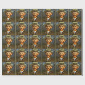 Van Gogh - Selbstportrait in grauem Filthut Geschenkpapier (Flach)
