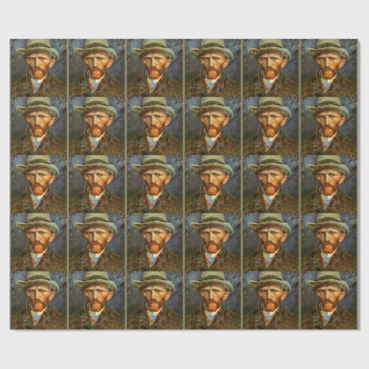 Van Gogh - Selbstportrait in grauem Filthut Geschenkpapier (Flach)
