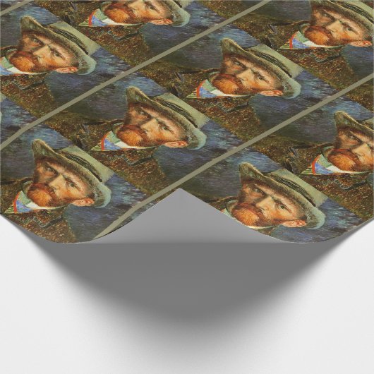 Van Gogh - Selbstportrait in grauem Filthut Geschenkpapier (Ecke)