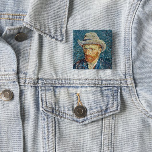 Van Gogh - Selbstportrait mit einem grauen Filthut Button (Beispiel)