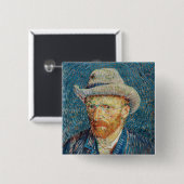 Van Gogh - Selbstportrait mit einem grauen Filthut Button (Vorne & Hinten)