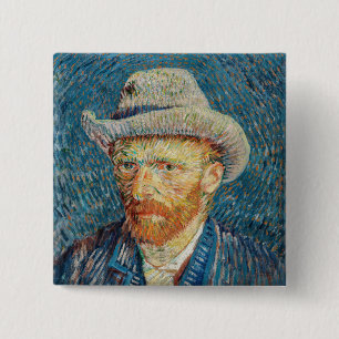 Van Gogh - Selbstportrait mit einem grauen Filthut Button
